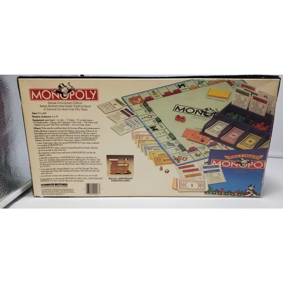 Vintage 1984 Deluxe Anniversary Edition Monopoly PRE-OWNED & COMPLETE - Picture 5 of 10